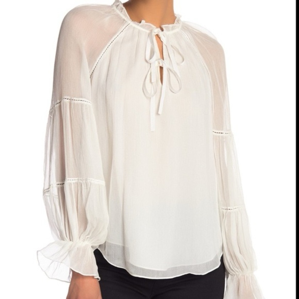 Cinq à Sept White Sheer Blouse